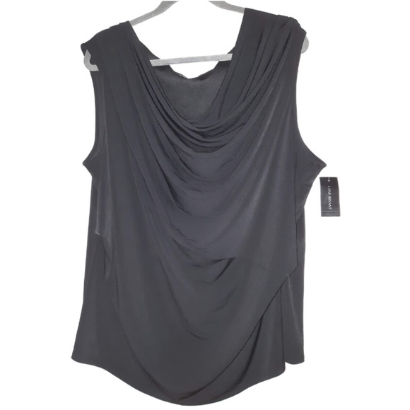 Lane Bryant Tops - Black sleeveless blouse ruched cascade front